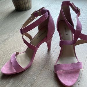 PASHION Convertible Heel to Flat Pink Suede Sandals